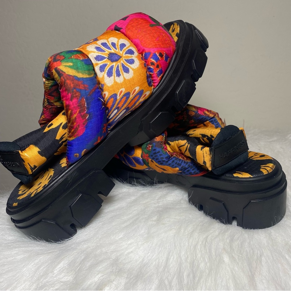 FARM Rio Mixed Prints PuffyMulticolor Sandals Sz 10